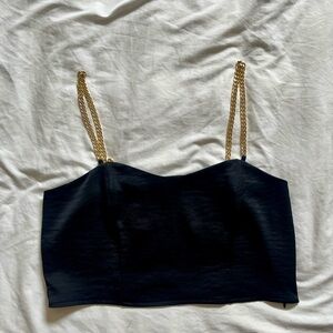 Express Black Camisole with Gold Chain Details